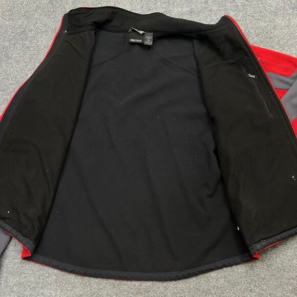 Marmot Gravity Softshell Jacket Men's XL Red Gray Fleece Lined Stretch Full Zip - Picture 5 of 15